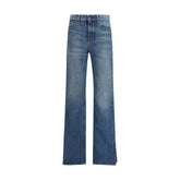 Blue Cotton Straight-Leg Jeans