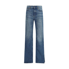 Blue Cotton Straight-Leg Jeans