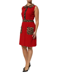 Red Leopard Viscose Sheath A-line Dress