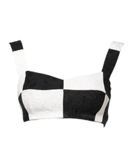 Black White Cropped Bustier Corset Bra Top