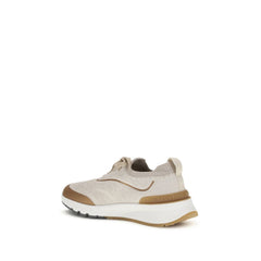 Beige Cotton Athletic Sneakers