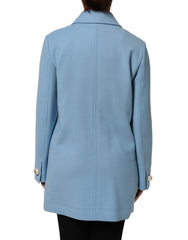 Blue Buttoned Down Trench Coat Jacket