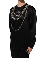 Black Crystal DG Necklace Sweatshirt Sweater
