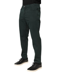 Green Cotton Stretch Men Loose Denim Jeans