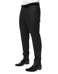 Black Cotton Mid Waist Dress Trouser Pants