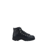Black Rubber Lace-Up Boots