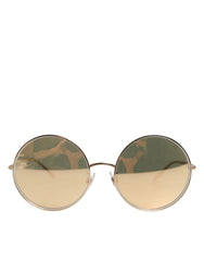 Gold Metal Round Shades Eyewear Sunglasses