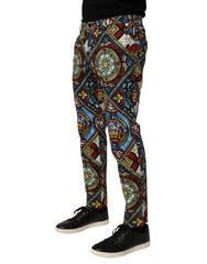 Multicolor Stained Glass Window Style Print Men Pants