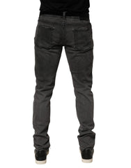 Dark Gray Cotton Skinny Men Denim Jeans