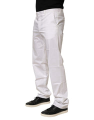 White Cotton Stretch Dress Formal Men Trouser Pants