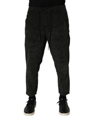 Black Mid Waist Cropped Corduroy Men Trouser Pants
