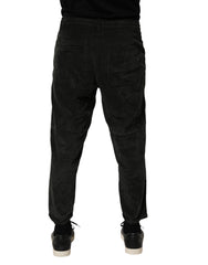 Black Mid Waist Cropped Corduroy Men Trouser Pants