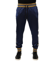 Blue Nylon Jogger Mid Waist Trouser Pants