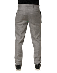 Gray Mid Waist Dress Formal Skinny Men Pants