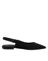 Black Crystal Charmeuse Slingback Shoes