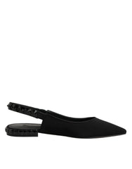 Black Crystal Charmeuse Slingback Shoes