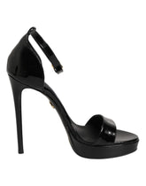 Black Leather Platform Keira Sandals Shoes