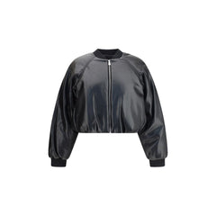 Cropped bomber with a leather effect