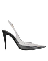 Black Leather Clear PVC Slingback Pumps Shoes