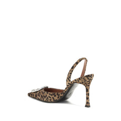 حذاء بكعب عالٍ من الحرير متعدد الألوان