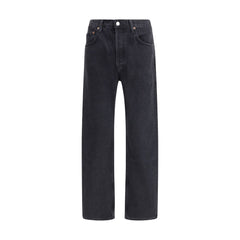 Black Cotton Straight-Leg Jeans