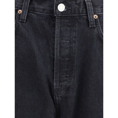 Black Cotton Straight-Leg Jeans