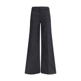 Black Polyester Flared Pants