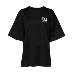 Black Cotton DG Logo Embroidery Top T-shirt