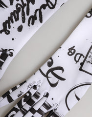 قفازات طويلة حتى المرفق باللونين الأسود والأبيض مع شعار DG