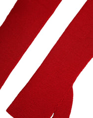 قفازات حمراء من الصوف المحبوك بدون أصابع بطول الكوع