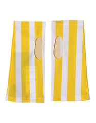 Yellow White Nylon Fingerless Wrist Length Gloves