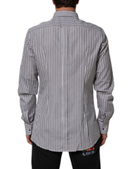 Black White Stripes Men GOLD Dress Shirt