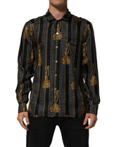 Black Dotted Tassel Silk Button Down Shirt