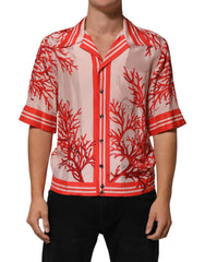 Red Corals Short Sleeves Collared Shirt