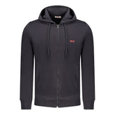 Blue Cotton Men's Hooded Sweatshirt