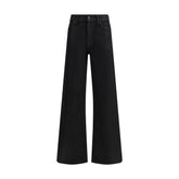 Black Cotton Flared Jeans