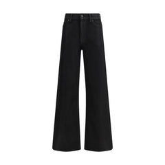 Black Cotton Flared Jeans
