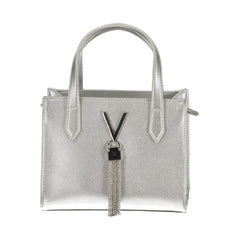 Silver Polyurethane Women's Handbag