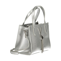 Silver Polyurethane Women's Handbag