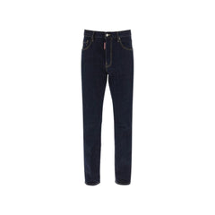 Blue Cotton Straight-Leg Jeans