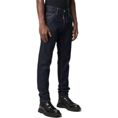 Blue Cotton Straight-Leg Jeans
