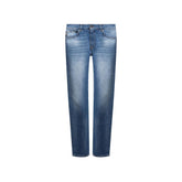 Blue Cotton Straight-Leg Jeans