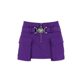 Purple Viscose Mini Skirt