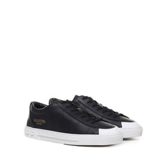 Black Calfskin Low Top Sneakers