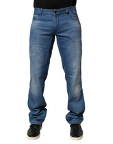 Blue Washed Cotton Regular Fit Men Denim Trouser Jeans