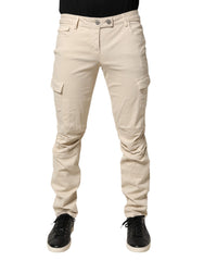 Beige Skinny Fit Mid Waist Men Denim Jeans