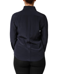 قميص رسمي أزرق بأكمام طويلة