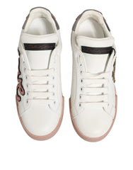 White Leather Sacred Heart Sneakers Shoes