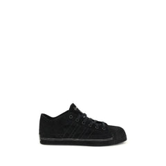 Black Leather Low Top Sneakers