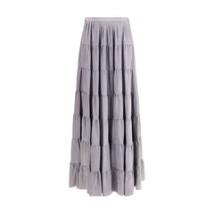 Gray Silk Long Skirt